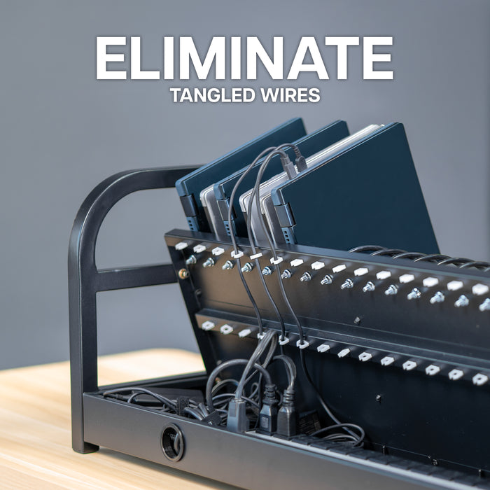 24-Device Open Charging Station Wire Management