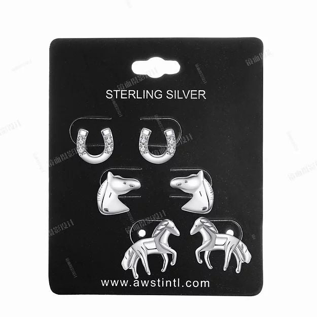 AWST Int'l Sterling Silver Assorted Horse Earrings - Breeches.com