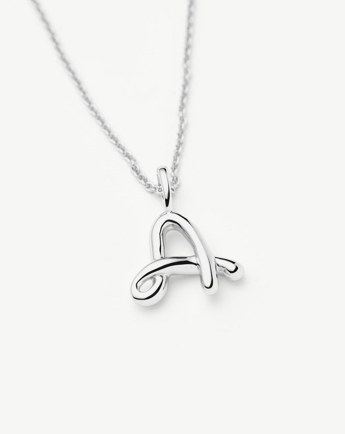 Curly Molten Mini Initial Necklace - A | Sterling Silver Necklaces Missoma