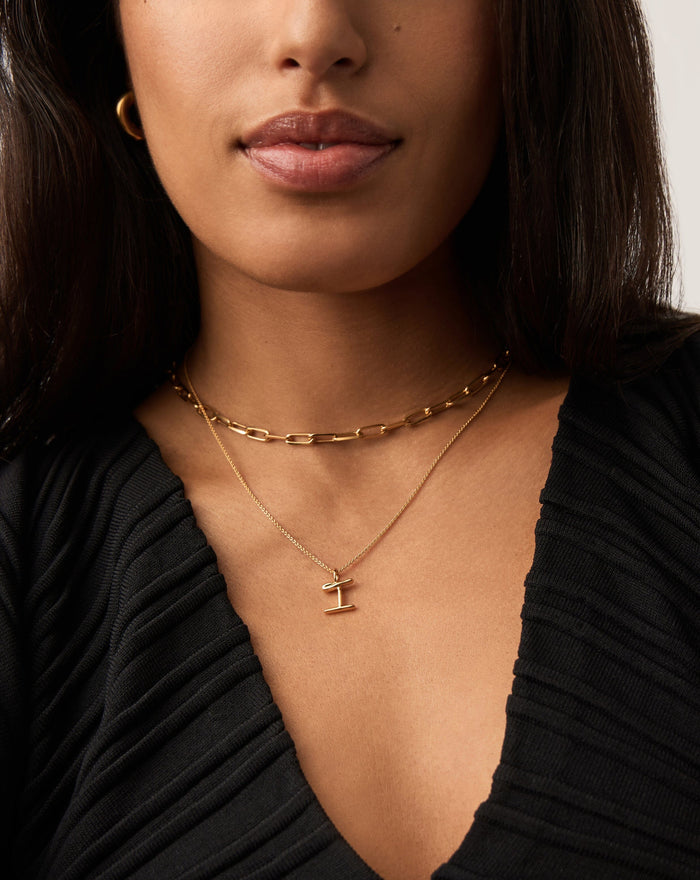 Curly Molten Mini Initial Necklace - I | 18ct Gold Vermeil Necklaces Missoma