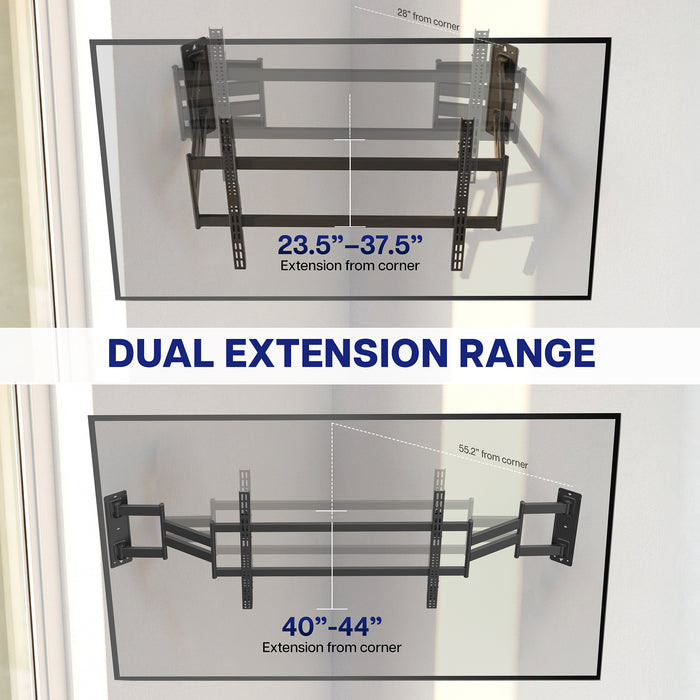 Low Profile Corner Large TV Wall Mount - 75" to 120" Screens
