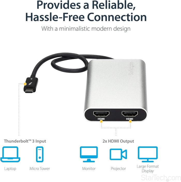 StarTech TB32HD2 Thunderbolt 3 To Dual HDMI Adapter 4K 30Hz