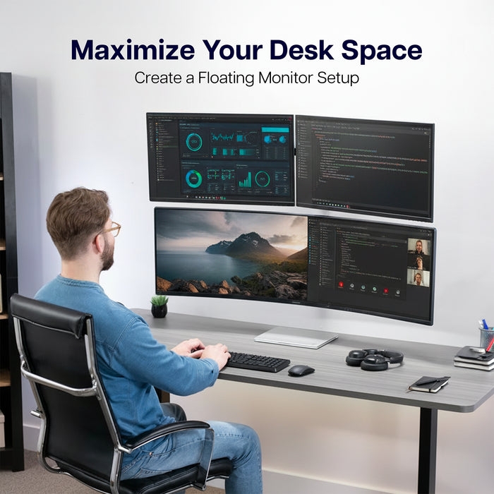 Telescoping Dual Monitor Wall Mount + Single Ultrawide Monitor Wall Mount