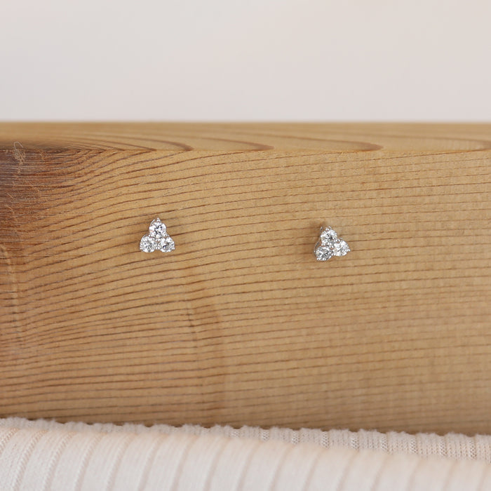 Three Stone Diamond Earring Cluster