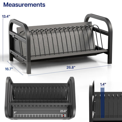 16-Device Open Charging Station with Locking Compartment Measurements