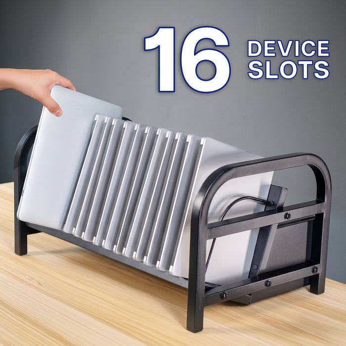 16-Device Open Charging Station with Locking Compartment