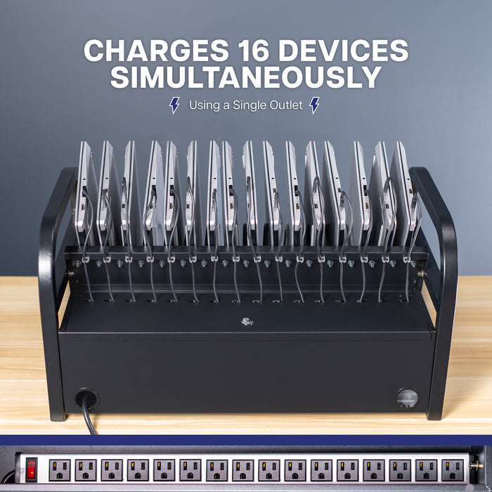 16-Device Open Charging Station with Locking Compartment