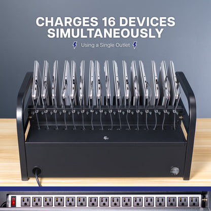 16-Device Open Charging Station with Locking Compartment