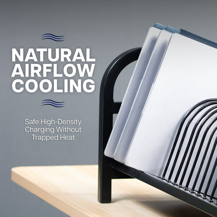 16-Device Open Charging Station with Locking Compartment Natural Airflow Cooling