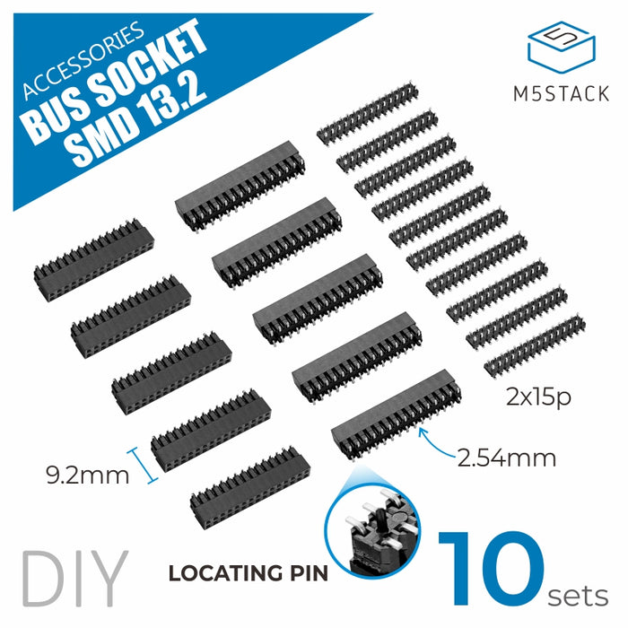 2 ✖ 15 PinHeader BUS Socket SMD for 13.2 Module (10 sets) - m5stack-store