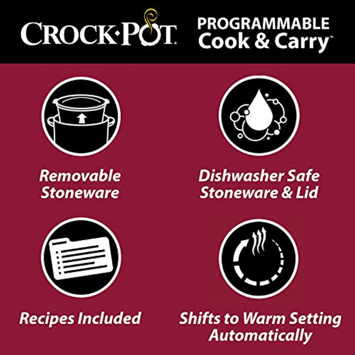 6-Quart Cook & Carry Programmable Slow Cooker with Digital Timer, Stainless Steel - Eco Trade Company