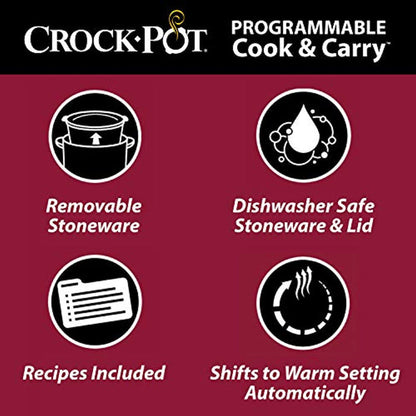 6-Quart Cook & Carry Programmable Slow Cooker with Digital Timer, Stainless Steel - Eco Trade Company