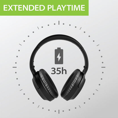 Aria Bluetooth Headphones with Active Noise Cancelling & Detachable Boom Microphone, wtih 35H playtime