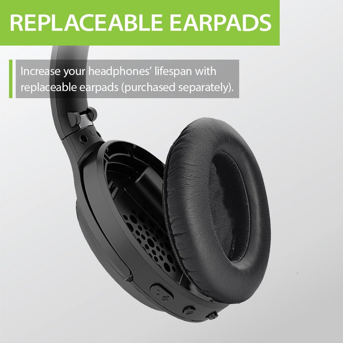 Aria Bluetooth Headphones with Active Noise Cancelling & Detachable Boom Microphone, with replaceable earpads