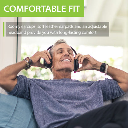 Aria Bluetooth Headphones with Active Noise Cancelling & Detachable Boom Microphone, with soft earpads and adjustable headband