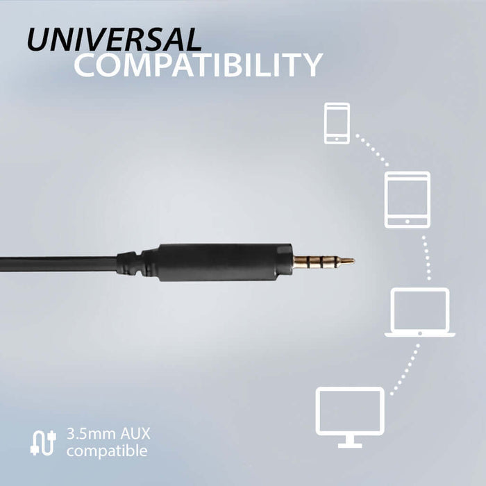 Aria Line M Wired Over-Ear Headphones for TV, compatible with any device featuring a 3.5mm audio jack.