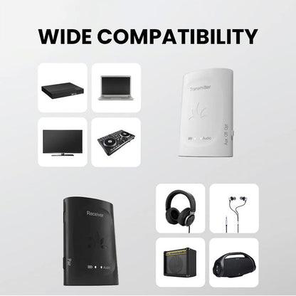 Audiplex 2403S Wireless Transmitter Receiver System, supports AUX and optical input from TVs, projectors, stereo and receivers