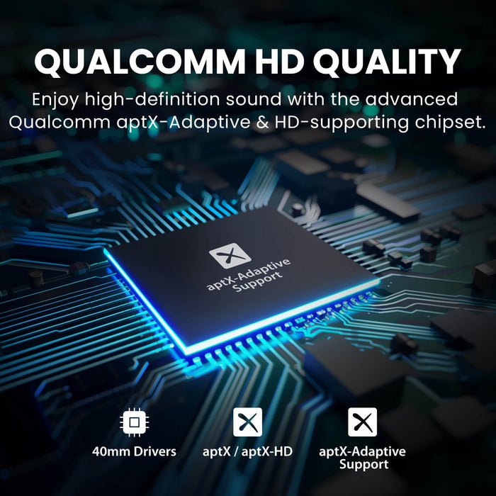 Audition 3 Bluetooth Over-Ear Headphones with Charging Dock, featuring Qualcomm chipset that supports aptX-Adaptive & HD.