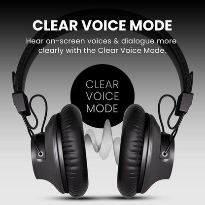 Audition 3 Bluetooth Over-Ear Headphones with Charging Dock, featuring Clear Voice Mode allows you to hear on-screen voices & dialogue more easily.