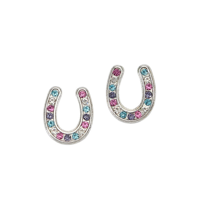 AWST Int'l Pink Horseshoes Earrings w/Colorful Cowboy Hat Box - Breeches.com