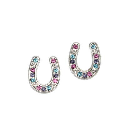 AWST Int'l Pink Horseshoes Earrings w/Colorful Cowboy Hat Box - Breeches.com