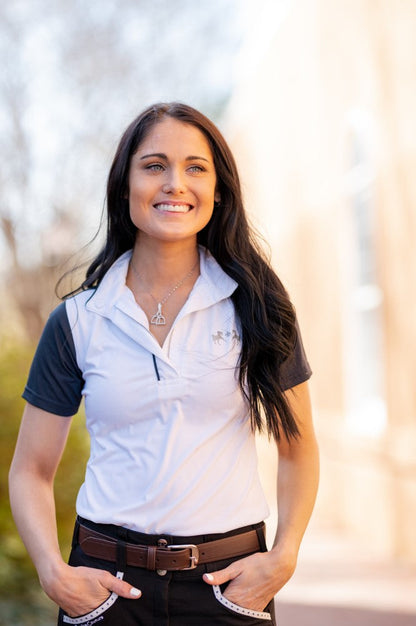 AWST Int'l Rhodium Horse Double Stirrup Necklace - Breeches.com
