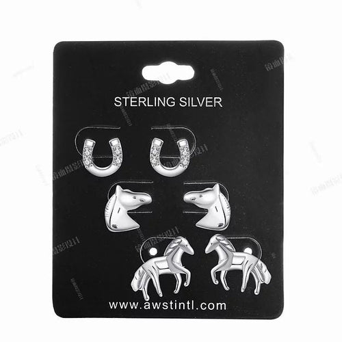 AWST Int'l Sterling Silver Assorted Horse Earrings - Breeches.com