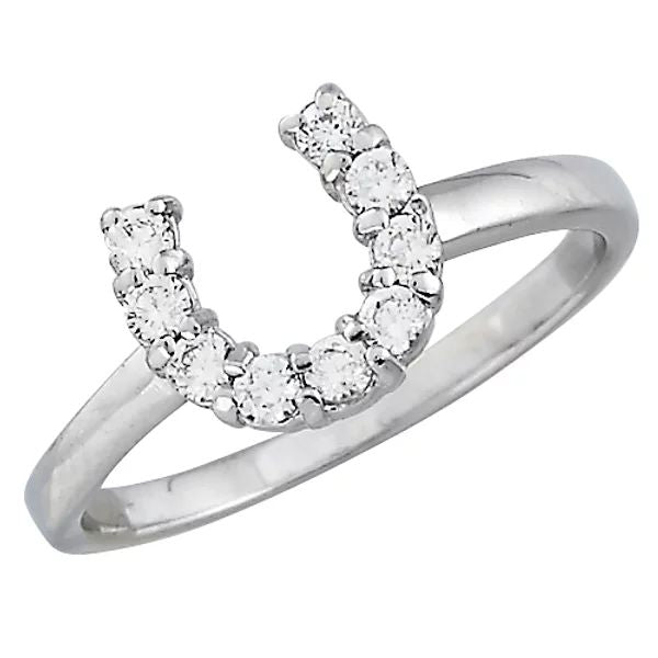 AWST Int'l Sterling Silver & Clear CZ Horseshoe Ring - Breeches.com