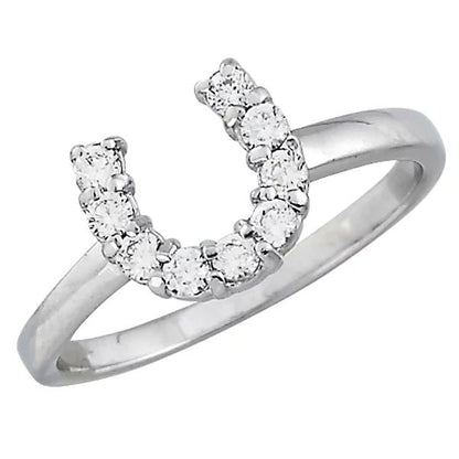 AWST Int'l Sterling Silver & Clear CZ Horseshoe Ring - Breeches.com