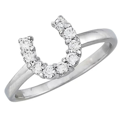 AWST Int'l Sterling Silver & Clear CZ Horseshoe Ring - Breeches.com