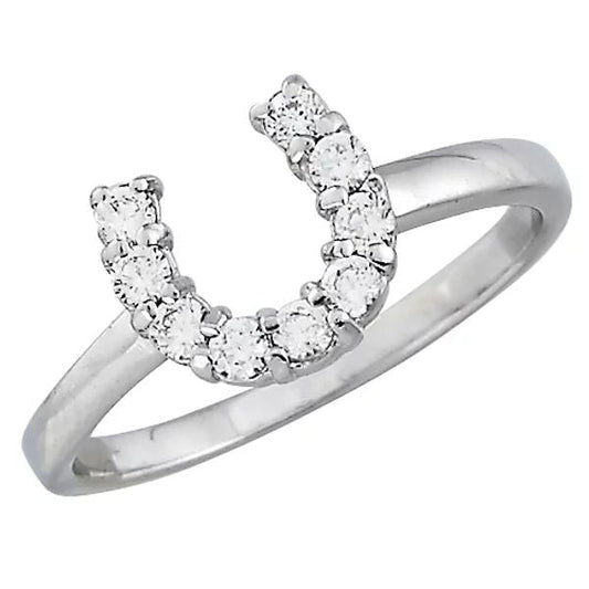 AWST Int'l Sterling Silver & Clear CZ Horseshoe Ring - Breeches.com