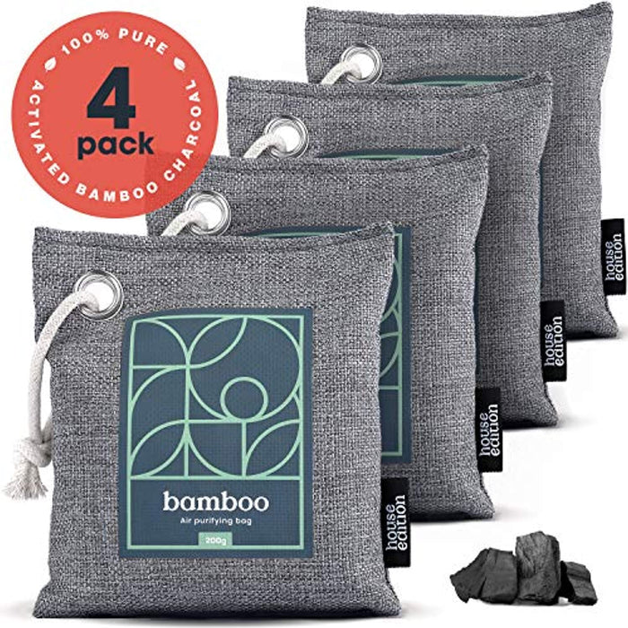 Bamboo Charcoal Air Purifying Bag 4-Pack Naturally Freshen Air with Powerful Activated Charcoal - Eco Trade Company