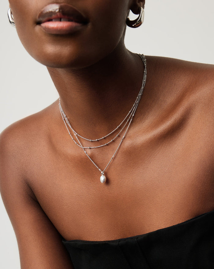 Baroque Pearl Twisted Chain Necklace | Sterling Silver/Freshwater Baroque Pearl Necklaces Missoma