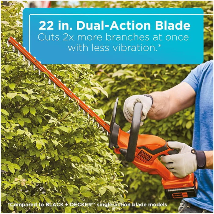 BLACK+DECKER LHT2240C 40V MAX Hedge Trimmer, Dual Action Blades, 3/4in Cutting Capacity