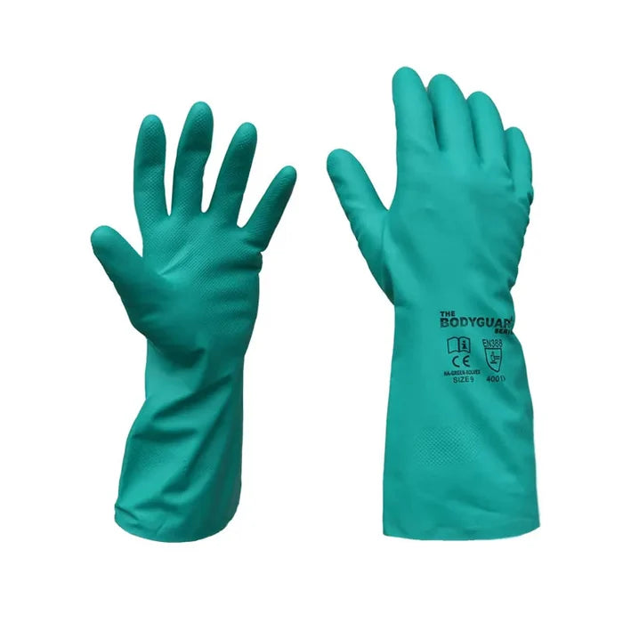 BODYGUARD GREEN NITRILE CHEMICAL GLOVES-designed for durability and reliable protection-AH-GREEN-SOLVEX-XL MEGA