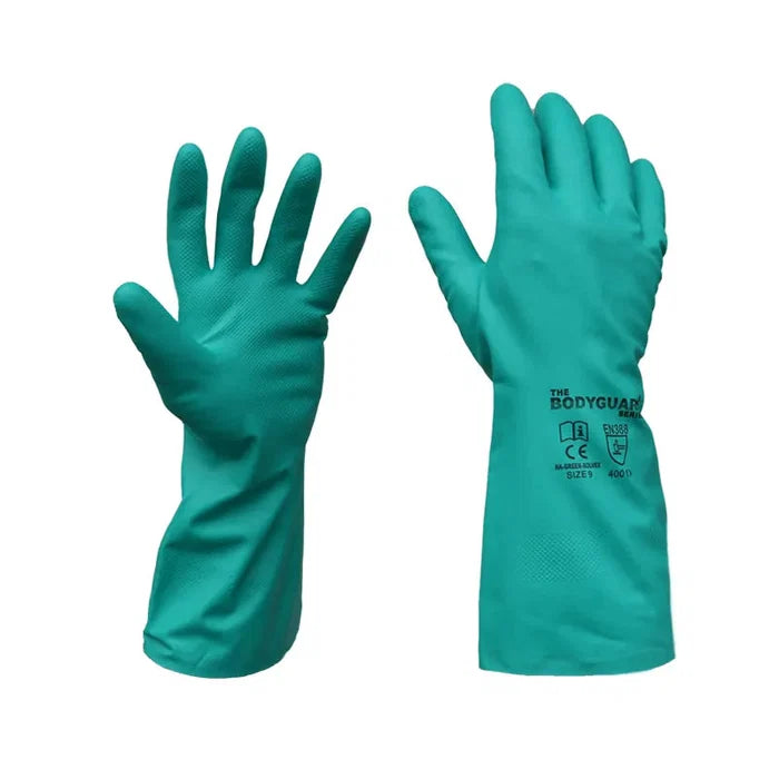 BODYGUARD GREEN NITRILE CHEMICAL GLOVES-designed for durability and reliable protection-AH-GREEN-SOLVEX-XL MEGA