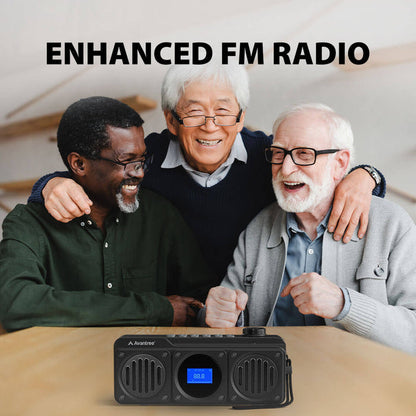 Boombyte Portable Digital FM Radio with Bluetooth Speaker with enhance FM reception for crystal-clear, uninterrupted radio listening