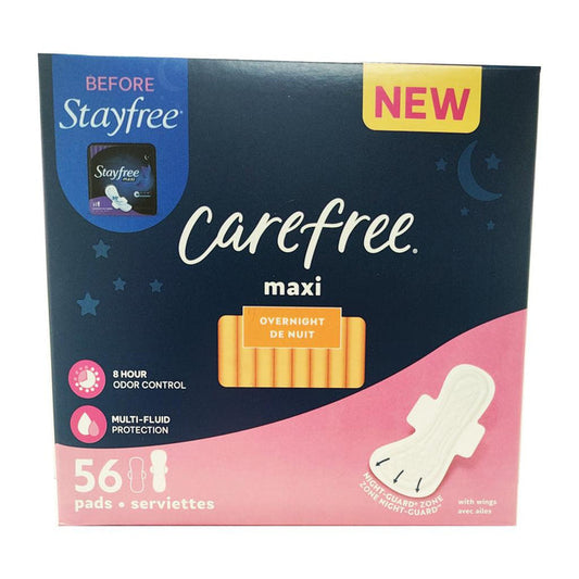 Carefree Overnight Pads with Wings 56 Units -304473 ebuystt