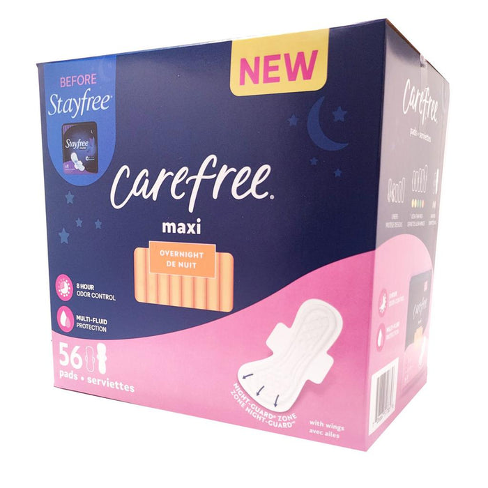 Carefree Overnight Pads with Wings 56 Units -304473 ebuystt