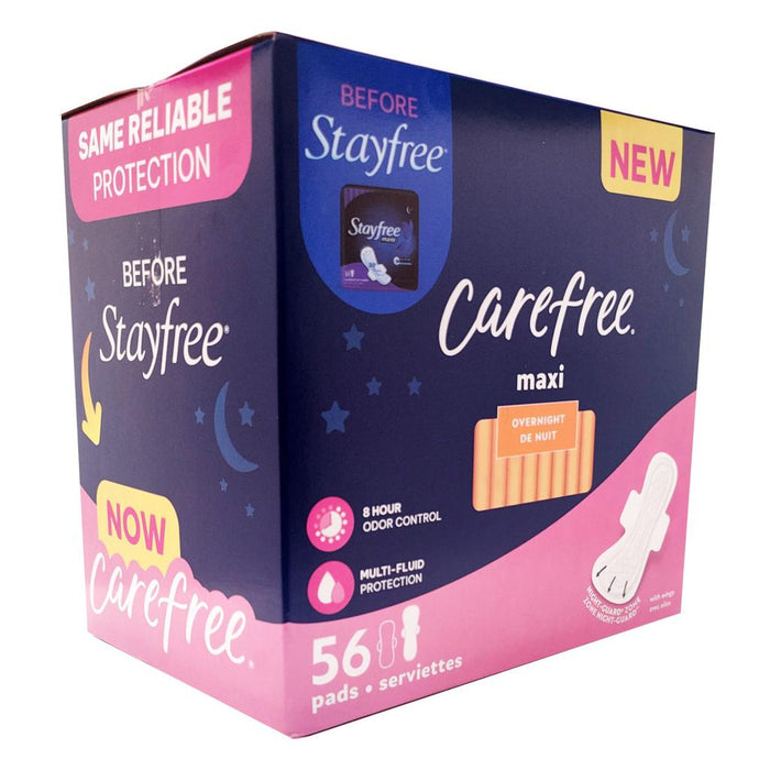 Carefree Overnight Pads with Wings 56 Units -304473 ebuystt