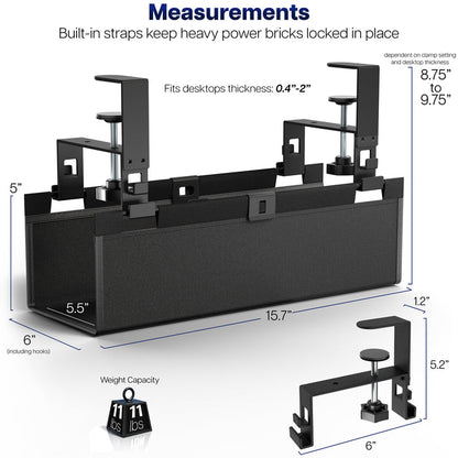 Measurements of cable management tray
