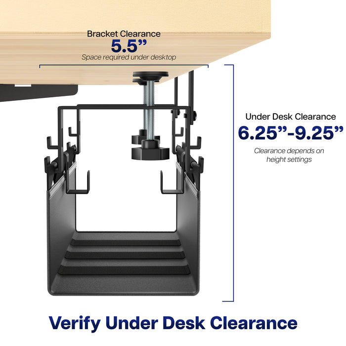 Measurements of clamp-on cable management tray