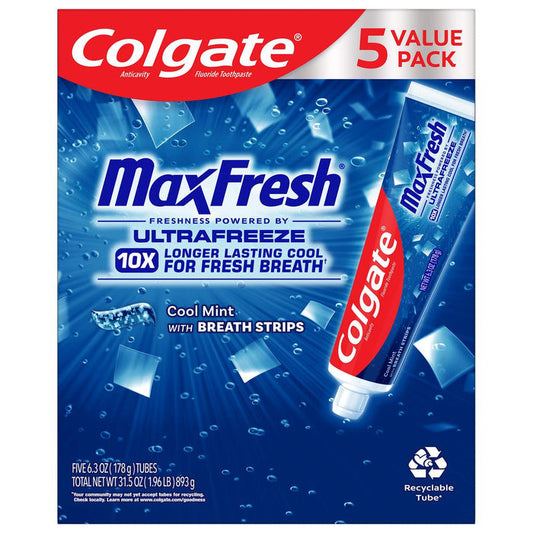 Colgate Max Fresh Toothpaste with Mini Fresh Mint Breath Strips 5 Units / 178 g - 480102 ebuystt
