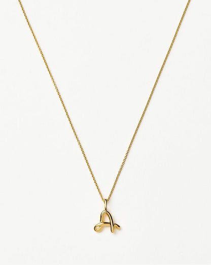 Curly Molten Mini Initial Necklace - A | 18ct Gold Vermeil Necklaces Missoma