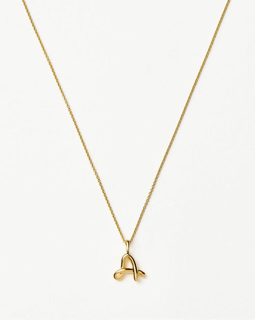Curly Molten Mini Initial Necklace - A | 18ct Gold Vermeil Necklaces Missoma