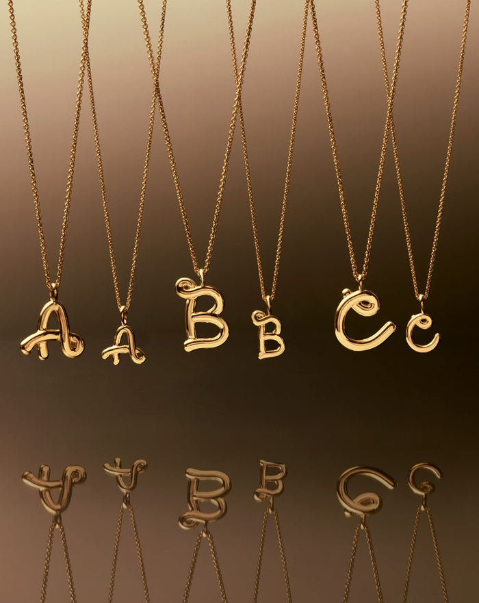 Curly Molten Mini Initial Necklace - B | 18ct Gold Vermeil Necklaces Missoma