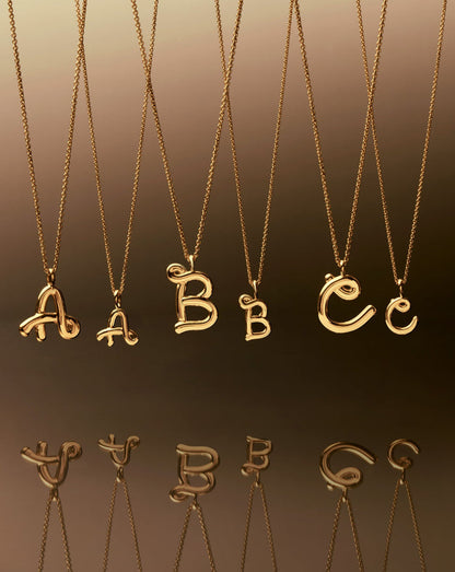 Curly Molten Mini Initial Necklace - B | 18ct Gold Vermeil Necklaces Missoma