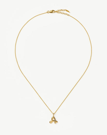 Curly Molten Mini Initial Necklace - A | 18ct Gold Vermeil Necklaces Missoma