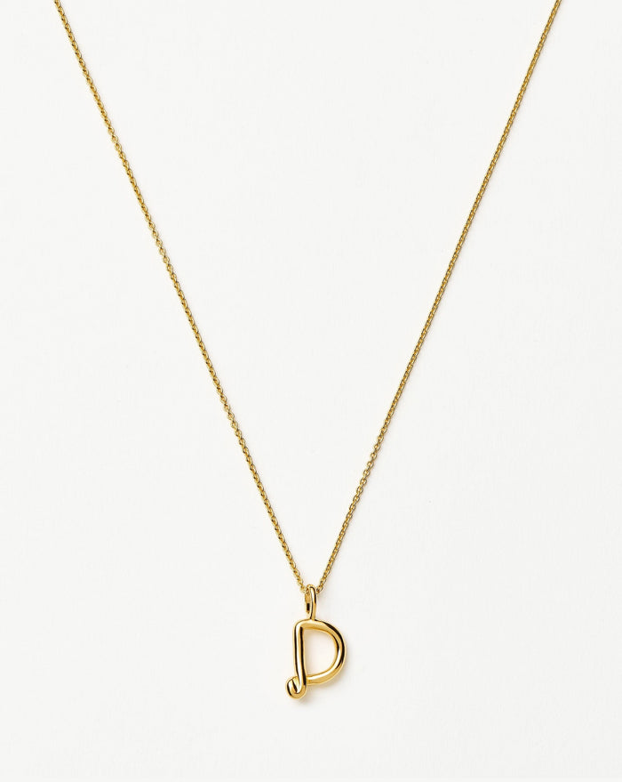 Curly Molten Mini Initial Necklace - D | 18ct Gold Vermeil Necklaces Missoma