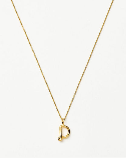 Curly Molten Mini Initial Necklace - D | 18ct Gold Vermeil Necklaces Missoma